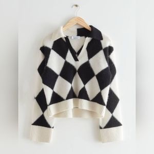 Other Stories Checkered Jacquard Knit Sweater Size S, NWT